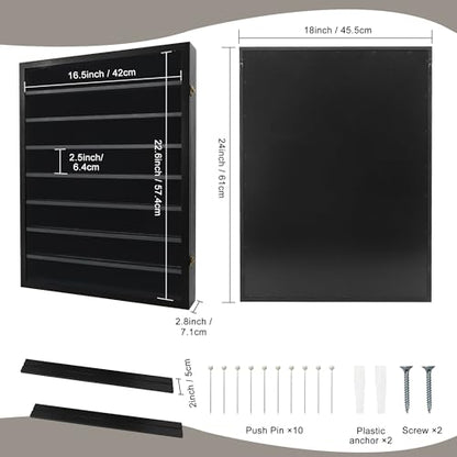 18x24 Wooden Shadow Box Frame with Removable Shelves Deep Display Case for Military Medals Keepsakes Black - color: Black, size: 18x24