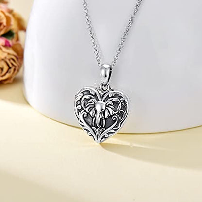 SOULMEET Personalized Silver Locket Necklace That Holds Pictures Photo Keep Someone Near to You, Memorial Custom Lockets Necklaces Letters Engraving for His Her - color: P-Elephant-Black, style: Locket Necklace Only