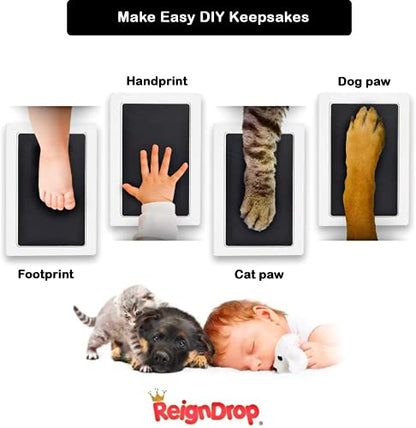 Inkless Large Clean Touch Ink Pad Kit for Baby Footprint, Handprint & Pet Paw Print - No Ink Mess, Clear Print, Smudge Resistant, Long Lasting, Baby Safe, Includes 2 Cardstock(Clean-Touch - Red) - color: Clean-Touch - Red