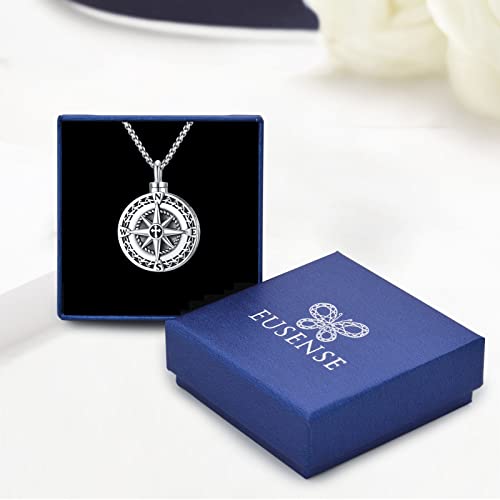 Compass Necklace for Women Men 925 Sterling Silver Pendant Urn Necklaces for Ashes Picture Locket Necklace Anchor Necklace Viking Necklace Crystals CZ Moonstone Abalone Shell Turquoise Compass Jewelry - color: T-I-Compass Urn Necklace, style: Urn Necklace