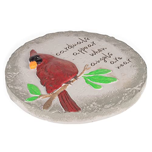 Transpac A7201 Cardinal Birds Appear When Angels are Near Red Round 10 inch Cement Garden Memorial Bereavement Stepping Stone