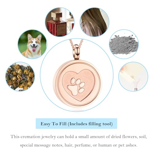 Hearbeingt Tree of Life Cremation Jewelry Paw Print Urn Necklace for Ashes - color: B-Customize Text