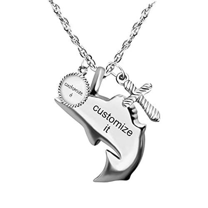 Dletay Fish Cremation Jewelry for Ashes Memorial Ashes Keepsake Necklace Urn Necklace Pendant - color: Silver-cross-engraving