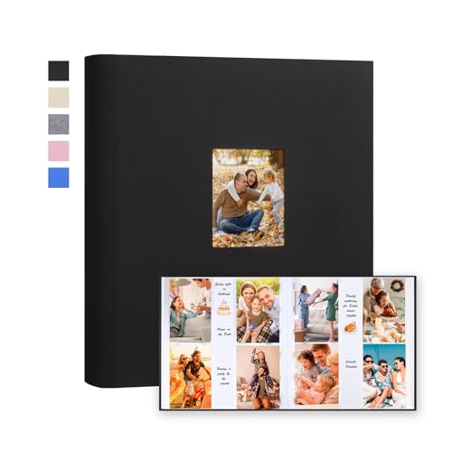 Photo Album 4x6 Vertical 600 Photos with Writing Space, Black - color: Black