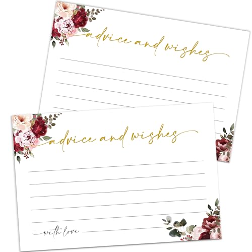 Advice and Wishes Cards – 50 Pcs Flowers Perfect for the Bride and Groom, Baby Shower, Bridal Shower, Wedding Shower, Graduation Party, Retirement Party, Anniversary -A08 - color: Flowers, size: Standard Cards