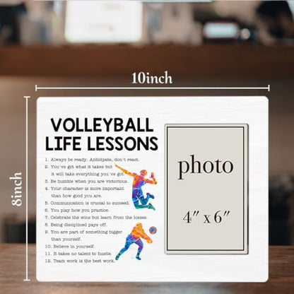 Volleyball Life Lessons Picture Frame, Volleyball Gifts for Girls Players | Inspirational Volleyball Wooden Picture Frame for 4 x 6 in Photo, Volleyball Team Coach Gifts for Men Women - color: VOLLEYBALL