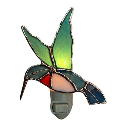 Gift Essentials Hummingbird Plug-in Night Light - Stained Glass Nightlight | Hummingbird Stained Glass Plug-in Nightlight with On/Off Rocker Switch. Includes One 4-Watt Replaceable Warm-Glow Bulb. - color: Hummingbird