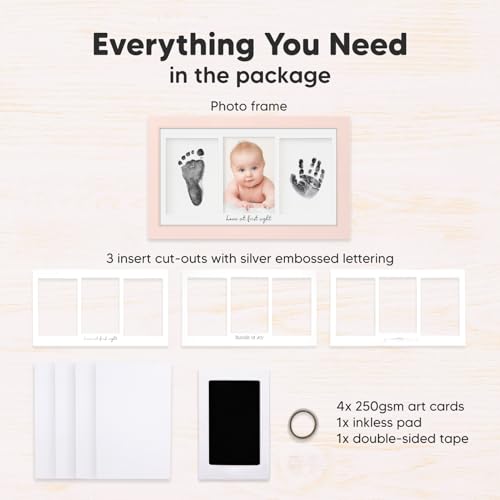 Inkless Hand and Footprint Kit, Boy Girl Newborn Keepsake (Petal Pink) | No Mess Ink Pad for Baby Handprint, Clean Touch Paw Print Kit for Dog Picture Frame, Personalized Baby Christmas Shower Gifts - color: Petal Pink