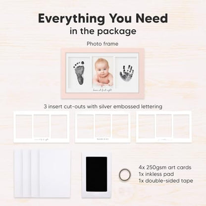 Inkless Hand and Footprint Kit, Boy Girl Newborn Keepsake (Petal Pink) | No Mess Ink Pad for Baby Handprint, Clean Touch Paw Print Kit for Dog Picture Frame, Personalized Baby Christmas Shower Gifts - color: Petal Pink