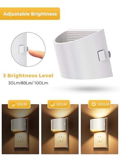 L LOHAS LED Night Lights Plug into Wall, Dimmable Night Light 2 Pack | Plug in Night Light with 3 Level Brightness, 3000K Soft White, White Housing - color: White