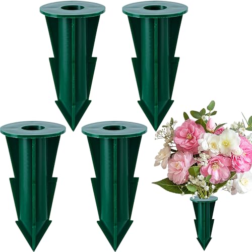 4 Pcs Memorial Artificial Flower Holder, Patio Garden Floral Ground Spikes - color: 4 Pcs