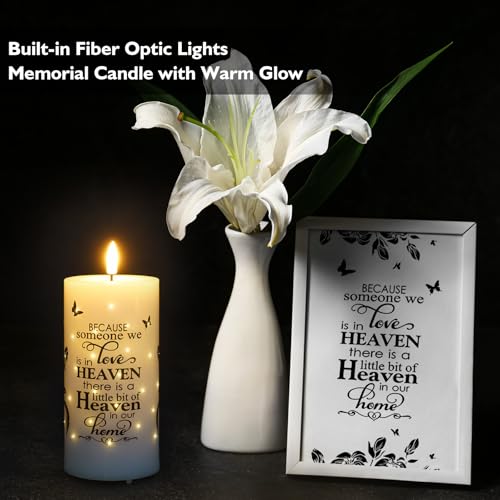 Rhytsing Grave Light - Outdoor Fiber Optic Flameless Memorial Candle with Timer Function for Funeral, Water-Resistant Sympathy Gifts for Loss of Loved One, Batteries Included, D 3 inches x H 6 inches