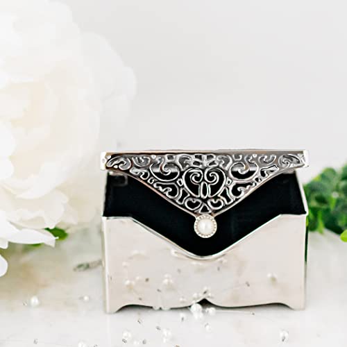 Cherished Moments Personalized Filigree Rectangle Jewelry Box with Message - color: Silver-Custom