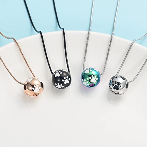 Paw Print Urn Cremation Necklace for Ashes Dog Cat Pet Paw Print Animal Keepsake Memorial Charm Pendant Necklace for Men Women - color: Customize