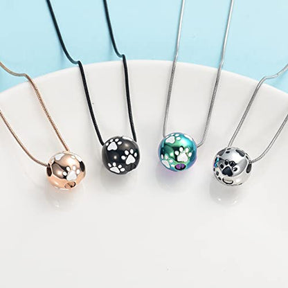 Paw Print Urn Cremation Necklace for Ashes Dog Cat Pet Paw Print Animal Keepsake Memorial Charm Pendant Necklace for Men Women - color: Customize