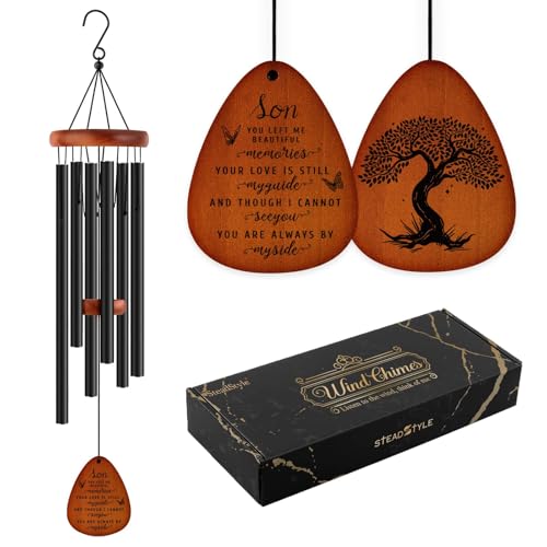 Memorial Gifts for Loss of Son, Memorial Wind Chimes 25.5" | Sympathy Bereavement Remembrance Gifts for Loss of Son, In Memory of Son Sympathy WindChimes, Home Decor Outdoor Garden Patio - size: Son