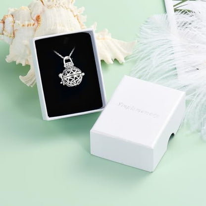 Yinplsmemory Cremation Jewelry Urn Necklace for Ashes with Mini Keepsake Jar - color: Silver&black