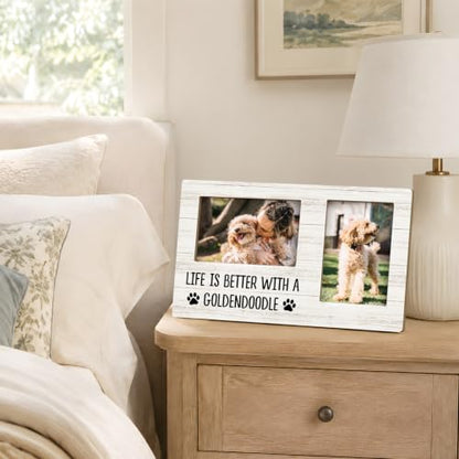 Goldendoodle Gifts Double Picture Frame 4x6, Dog Two Photo Frame - color: color-12