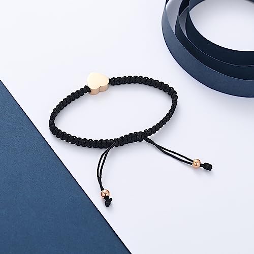 constantlife Heart Cremation Urn Bracelet for Ashes - Stainless Steel Paw Print Pendant Keepsake Jewelry Adjustable Braided Wristband Bangle Pet Dog Cat Memorial Gift for Women - color: Rose Gold