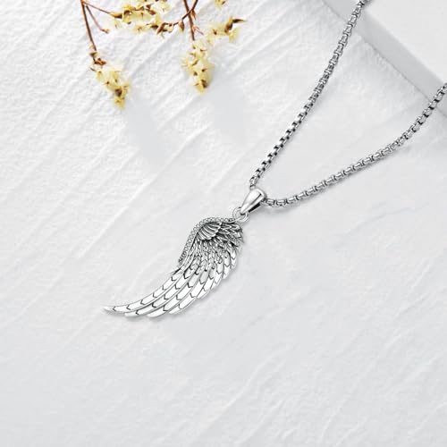 Angel Wings Necklace 925 Sterling Silver Guardian Angel Nurse RN Caduceus Pendant Charm Crystal Angel Jewelry Gifts for Women - style: D-Angel Wing