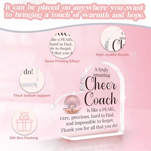 Cheer Coach Acrylic Sign for Women Cheerleading Cheerleader Gifts for Woman Her Thank You Appreciation Present for Physical Education Team Gym Ballet Dance Coach 4 X 4 Inch - color: Cheer Coach