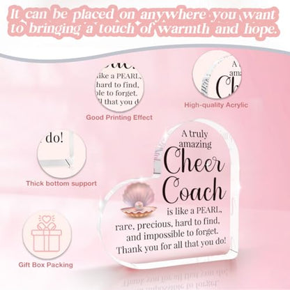 Cheer Coach Acrylic Sign for Women Cheerleading Cheerleader Gifts for Woman Her Thank You Appreciation Present for Physical Education Team Gym Ballet Dance Coach 4 X 4 Inch - color: Cheer Coach