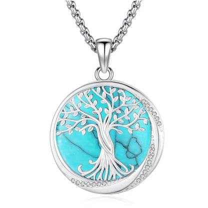 Eusense Tree of Life Necklace for Women Men Sterling Silver 925 Tree Urn Locket Cremation Jewelry Family Tree Pendant Gifts for Her Him Mom Dad Grandma Daughter - style: D-B-Tree of Life Necklace