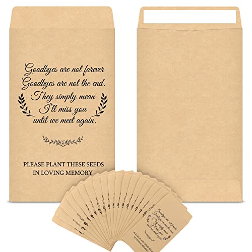Fumete 120 Pack Memorial Seed Packets Funeral Favors, Memorial | Empty Envelopes for Guests, 3.9x2.4 in Kraft, Celebration of Life, Veterans Day Memorial, Funeral Seed Favors - style: Classic