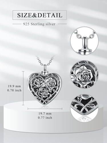 Dorunmo Personalized Locket Urn Necklace 925 Sterling Silver Pictures Photo Keep Someone Near to You Custom Lockets Jewelry Letters Engraving for Women - color: A-Rose, style: Locket Only