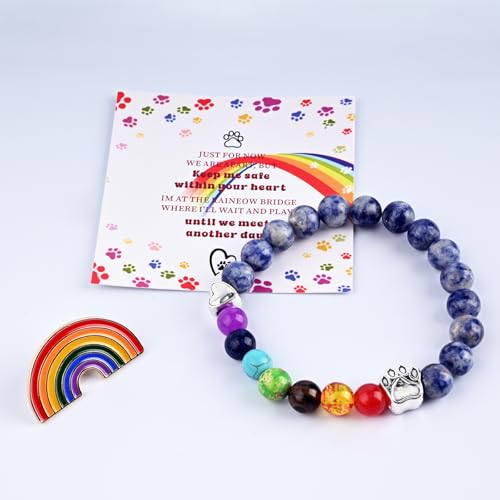 Pet Memorial Gifts,Rainbow Bridge Bracelet for Beloved Pets,Cat Memorial Gifts for Loss of Cat, Dog Passing Away Remembrance Sympathy Gift