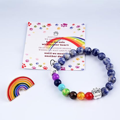Pet Memorial Gifts,Rainbow Bridge Bracelet for Beloved Pets,Cat Memorial Gifts for Loss of Cat, Dog Passing Away Remembrance Sympathy Gift