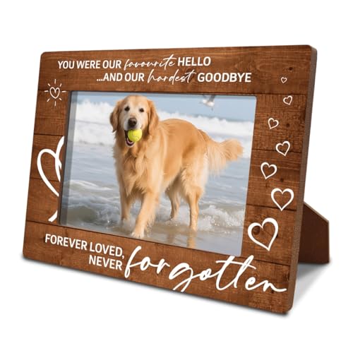 Dog Loss Photo Frame, You Were Our Favourite, Rustic Wooden Picture Framed, Dog Cat Memorial Photo Frame, Sympathy Gift for Pet Loss, Memorial Gift or Dogs Owner 7.9 * 5.7inches - color: brown
