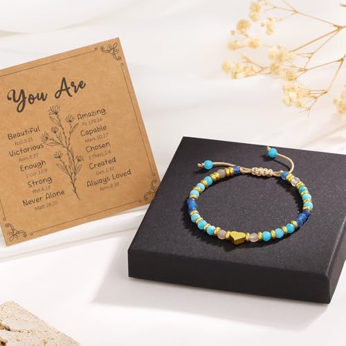 yupoxiu Natural Stone Bracelets - Inspirational Birthday Gifts for Women | Thinking of You & Get Well Soon Gifts for Women, Unique Jewelry Gift for Friend, Sister, Her - style: I-Blue Aventurine & you're