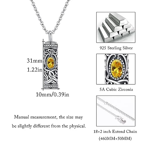 Urn Necklace for Ashes Cremation Jewelry 925 Sterling Silver Ashes Pendant Necklace Memorial Jewelry Gifts for Women Men Girls Boys - style: Tree of life-K-November-Dark Golden
