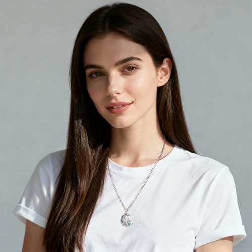 Sterling Silver Tree of Life Necklace for Women Oval Family Tree Necklace Abalone Shell Moonstone Pendant Mother Day Necklace for Mom Tree of Life Jewelry - style: Tree of Life-Mushroom-Turquoise