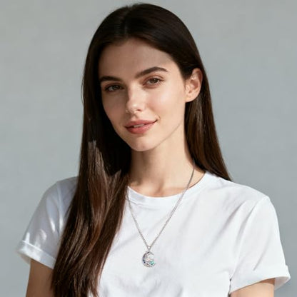 Sterling Silver Tree of Life Necklace for Women Oval Family Tree Necklace Abalone Shell Moonstone Pendant Mother Day Necklace for Mom Tree of Life Jewelry - style: Tree of Life-Mushroom-Turquoise
