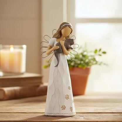 NAN ZAI NAN FANG Cat Angel Memorial Statue Friendship Gift for Cat Lover | Women 6.7"Pet Loss Sympathy Remembrance Bereavement Gifts Resin Sculpted Hand-Painted Figure - style: Angle with Cat