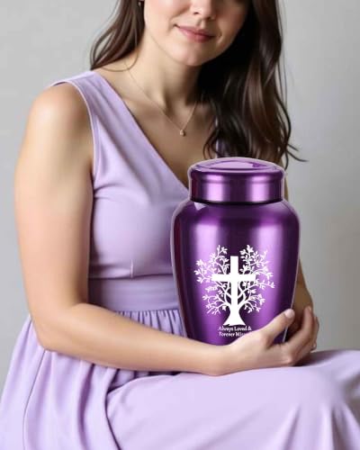 Cremation Urns for Human Ashes Adult - Female Man Women Male | Burial Funeral Keepsake Urn Large up to 180 lbs - color: Purple
