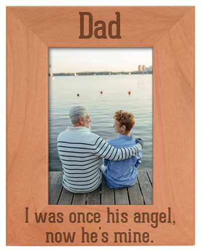 ThisWear Bereavement Dad Once Angel Now Mine Wood Frame - Portrait 4x6 - size: 4x6 Photo - Portrait