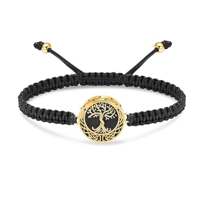 Imrsanl Tree of Life Urn Bracelet for Ashes for Women Men | Adjustable Handmade Braided Rope, Cremation Jewelry Keepsake, Memorial Gifts of Loved Ones - color: Gold