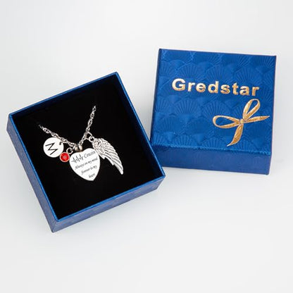 Gredstar Heart Urn Necklace for Ashes, ECG Memorial Pendant | Heartbeat Line, Angel Wing, 12 Birthstones, Stainless Steel, Screw Closure, Funnel & Box Included - style: Customize Your Necklace