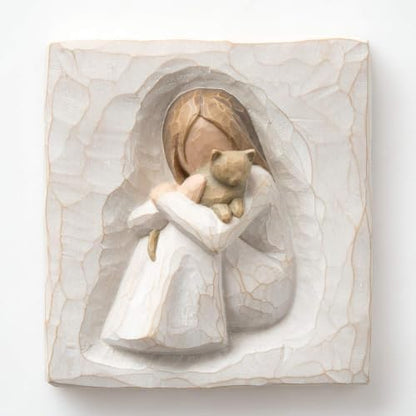 Willow Tree Comfort Plaque, Sculpted Hand-Painted Bas-Relief | Sentiment on Enclosure Card, Keyhole Hanger for Wall Display, Cast from a Susan Lordi Original Carving
