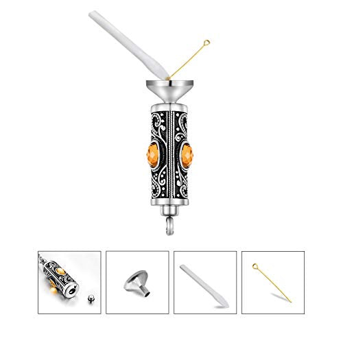 XIUDA Crystal Cremation Urn Necklace for Ashes Keepsake Stainless Steel Memorial Pendant with Flower - color: Yellow