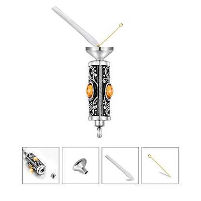XIUDA Crystal Cremation Urn Necklace for Ashes Keepsake Stainless Steel Memorial Pendant with Flower - color: Yellow