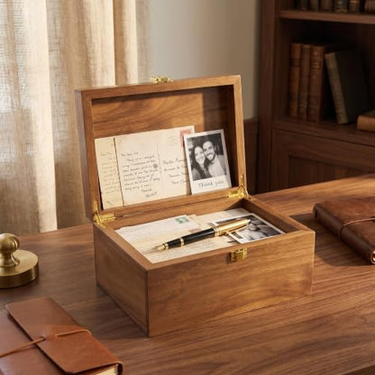 Wooden Keepsake Box,Handmade for Photos,Keepsake,10.8"x6.8"x4" Storage Box | Acacia Wood,Hinged Lid,Memory Box,Jewelry Box,Wooden Gift Box,weddings,birthdays,Christmas gift,Dust and privacy prevention