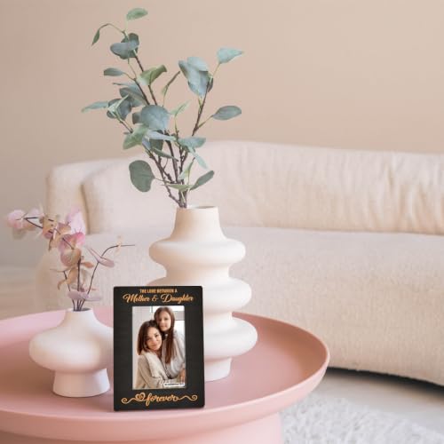 Mother Daughter Photo Frame Gift, Beautiful Mom Birthday Gifts, Christmas Gifts, The Love Between A Mother & Daughter is Forever Photo Frames, Farmhouse Wooden Picture Frame Gift C1 - color: BlackC