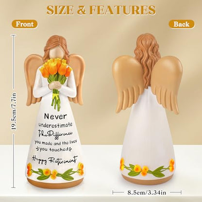Retirement Gift for Women, Happy Retirement Gift, Retired Angel Figurines - color: White-retirement