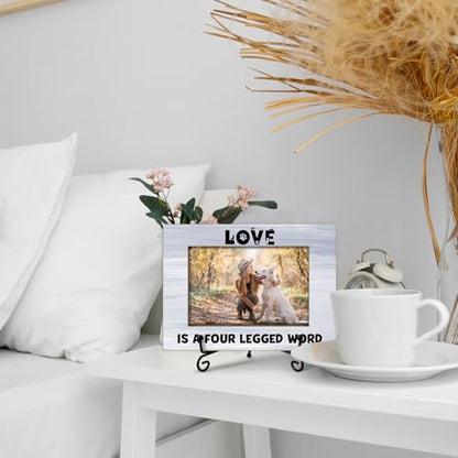 Yuansail Dog Picture Frame - Love Is a Four-Legged, Dog Photo Frames, Pet Memorial Gifts For Mom Dad, Paw Print Picture Frame, Pet Lover Gift, 4x6 Photo Frames Wood Horizontal -92 - color: paw-05