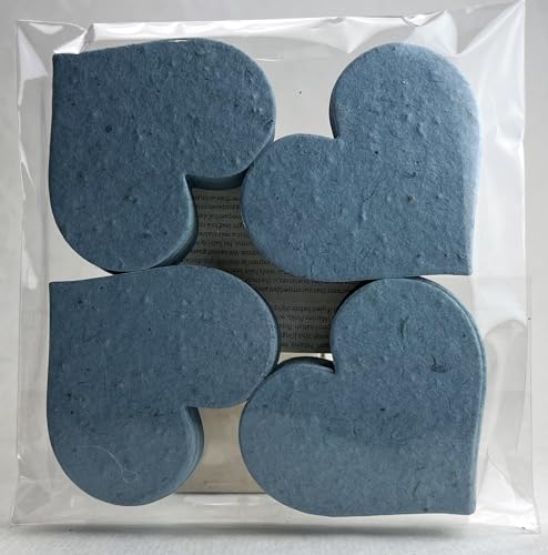 Of The Earth Handmade Paper - Wildflower Seed Paper Large Hearts - Recycled Flower Petals - Bulk Set of 100 (34s Blue Lotka) - color: 34s Blue Lotka