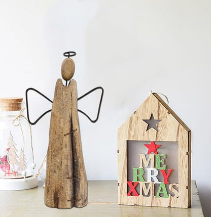 10.8" H Mother's Day Wooden Angel Statue Primitive Farmhouse Decor